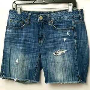 American Eagle Shorts Womens  Size 4 Jean Distressed Raw Hem Blue Denim 5 Pocket